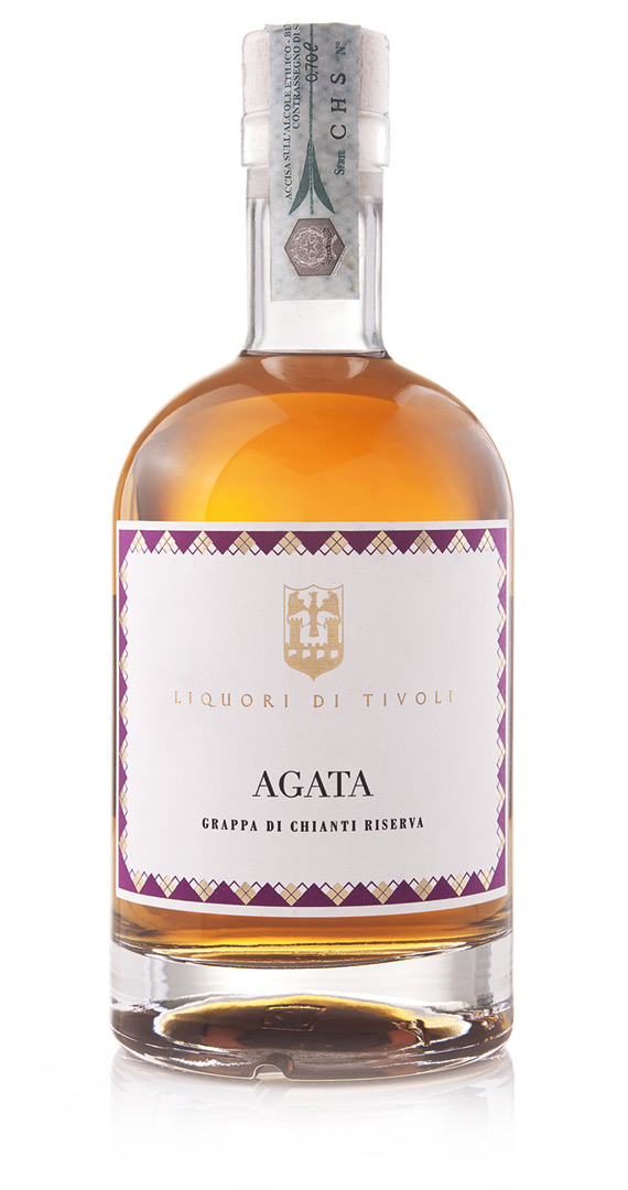 Liquori di Tivoli - Agata Grappa di Chianti Riserva. Questa grappa, dal profilo aromatico intenso, leggermente speziato e vanigliato, è la più pregiata della nostra gamma dei distillati.